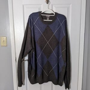 Like-New Academia Blue and‎ Grey Argyle Pullover Sweater from Dockers Size 2XLT